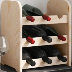 vidaXL Armarios Y Almacenamiento-Botellero de madera maciza de pino 33x25x37 cm