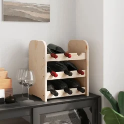 vidaXL Armarios Y Almacenamiento-Botellero de madera maciza de pino 33x25x37 cm