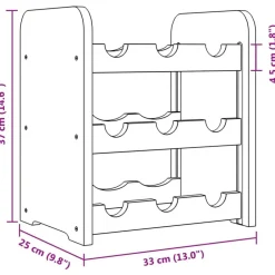 vidaXL Armarios Y Almacenamiento-Botellero de madera maciza de pino 33x25x37 cm
