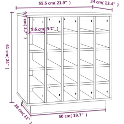 vidaXL Botellero de madera maciza de pino 55,5x34x61 cm Natural New