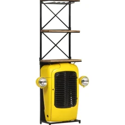 vidaXL Botellero forma de tractor madera mango 49x31x172 cm Amarillo Best
