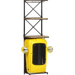 vidaXL Botellero forma de tractor madera mango 49x31x172 cm Amarillo Best