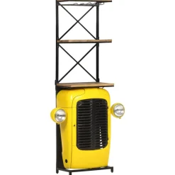 vidaXL Botellero forma de tractor madera mango 49x31x172 cm Amarillo Best