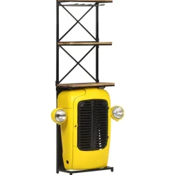 vidaXL Botellero forma de tractor madera mango 49x31x172 cm Amarillo Best