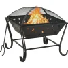vidaXL Brasero con atizador acero XXL 62 cm Hot