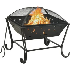 vidaXL Brasero con atizador acero XXL 62 cm Hot