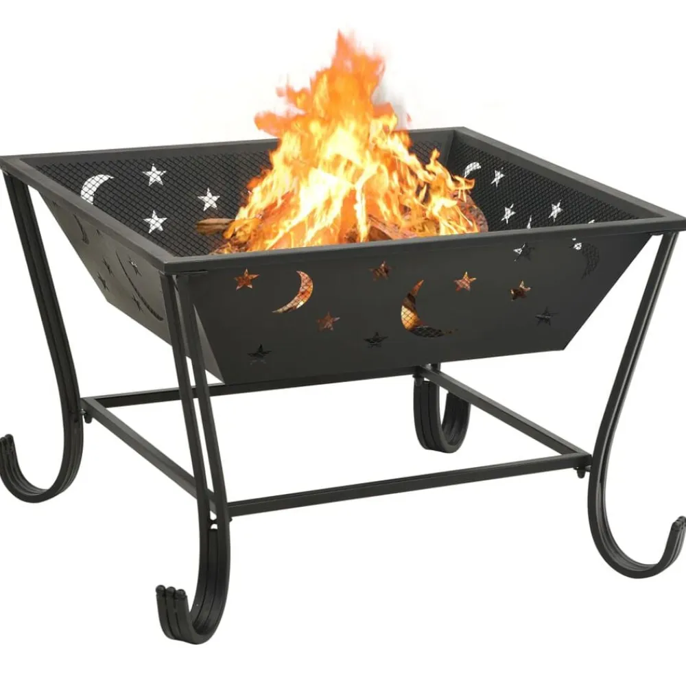 vidaXL Brasero con atizador acero XXL 62 cm Hot