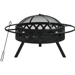 vidaXL Brasero con atizador acero XXL 70 cm Hot