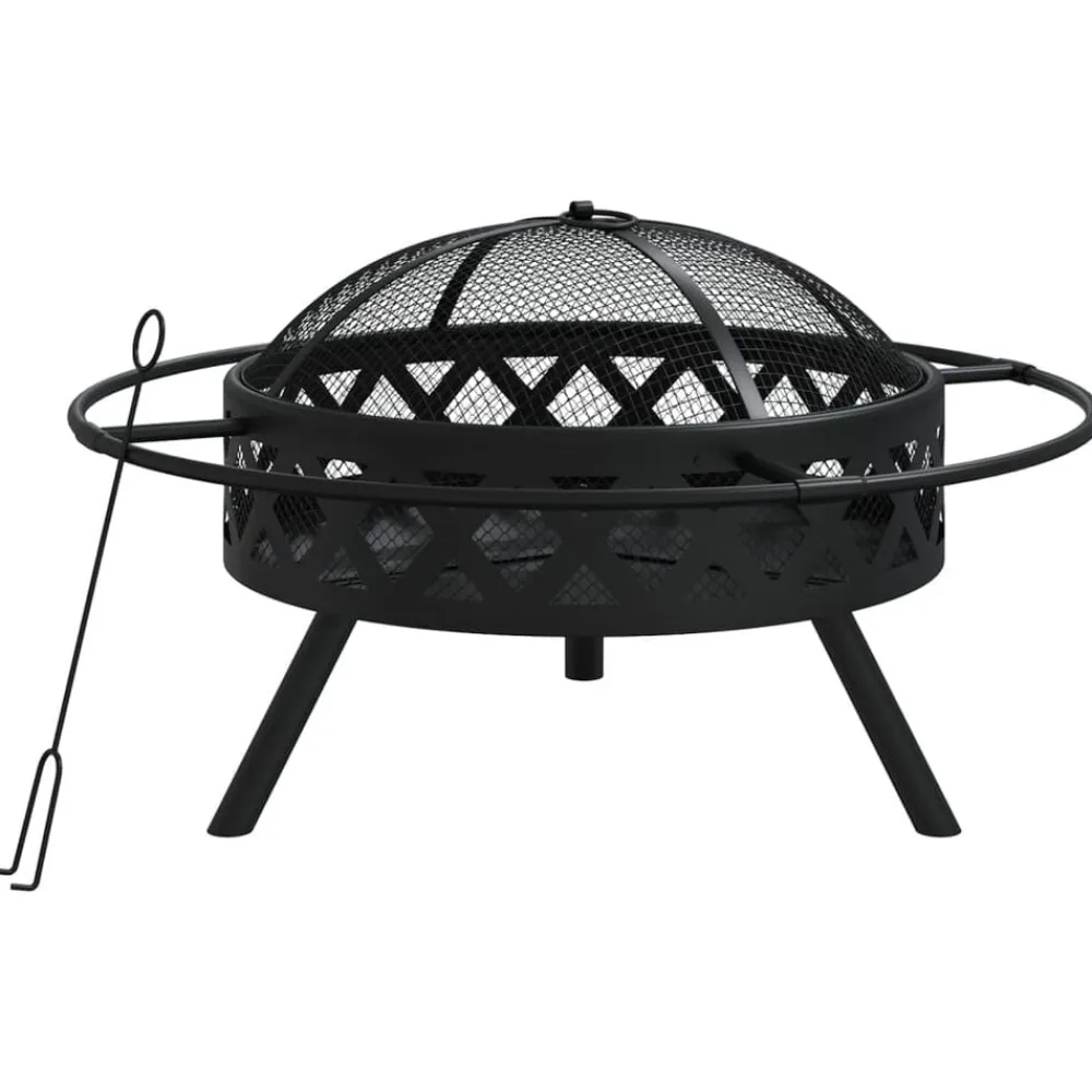 vidaXL Brasero con atizador acero XXL 70 cm Hot