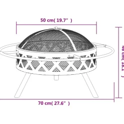 vidaXL Brasero con atizador acero XXL 70 cm Hot
