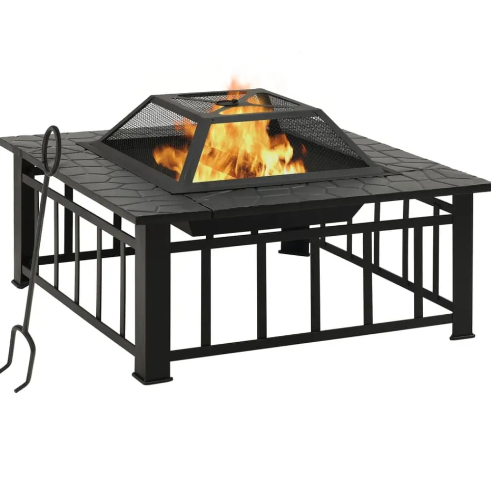 vidaXL Brasero con atizador acero 79x79x46,5 cm Outlet