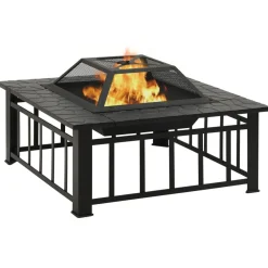 vidaXL Brasero con atizador acero 79x79x46,5 cm Outlet