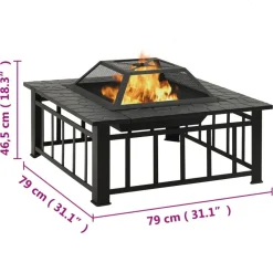 vidaXL Brasero con atizador acero 79x79x46,5 cm Outlet