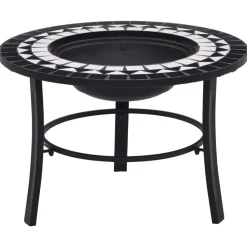 vidaXL Brasero de mosaico cerámica 68 cm Negro y blanco New