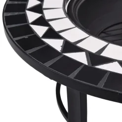 vidaXL Brasero de mosaico cerámica 68 cm Negro y blanco New