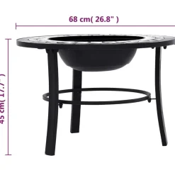 vidaXL Brasero de mosaico cerámica 68 cm Negro y blanco New