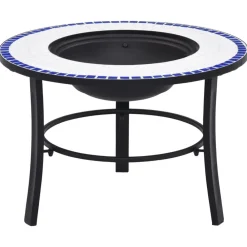 vidaXL Brasero de mosaico cerámica 68 cm Azul y blanco Clearance