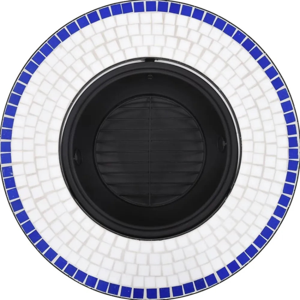vidaXL Brasero de mosaico cerámica 68 cm Azul y blanco Clearance