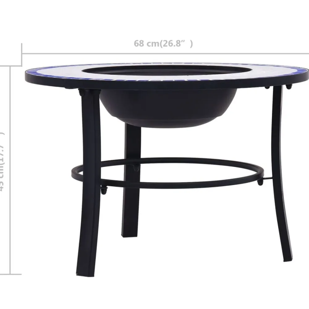 vidaXL Brasero de mosaico cerámica 68 cm Azul y blanco Clearance