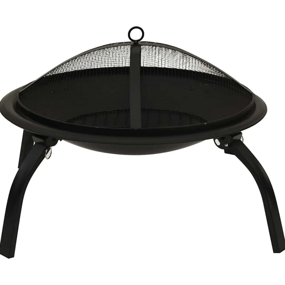 vidaXL Brasero y barbacoa 2 en 1 con atizador acero 56x56x49 cm Negro Discount
