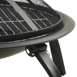 vidaXL Brasero y barbacoa 2 en 1 con atizador acero 56x56x49 cm Negro Discount