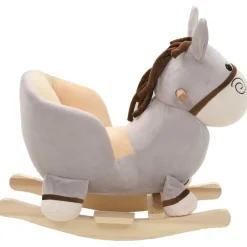 vidaXL Burro balancín de peluche con respaldo gris 60x32x55 cm Sale