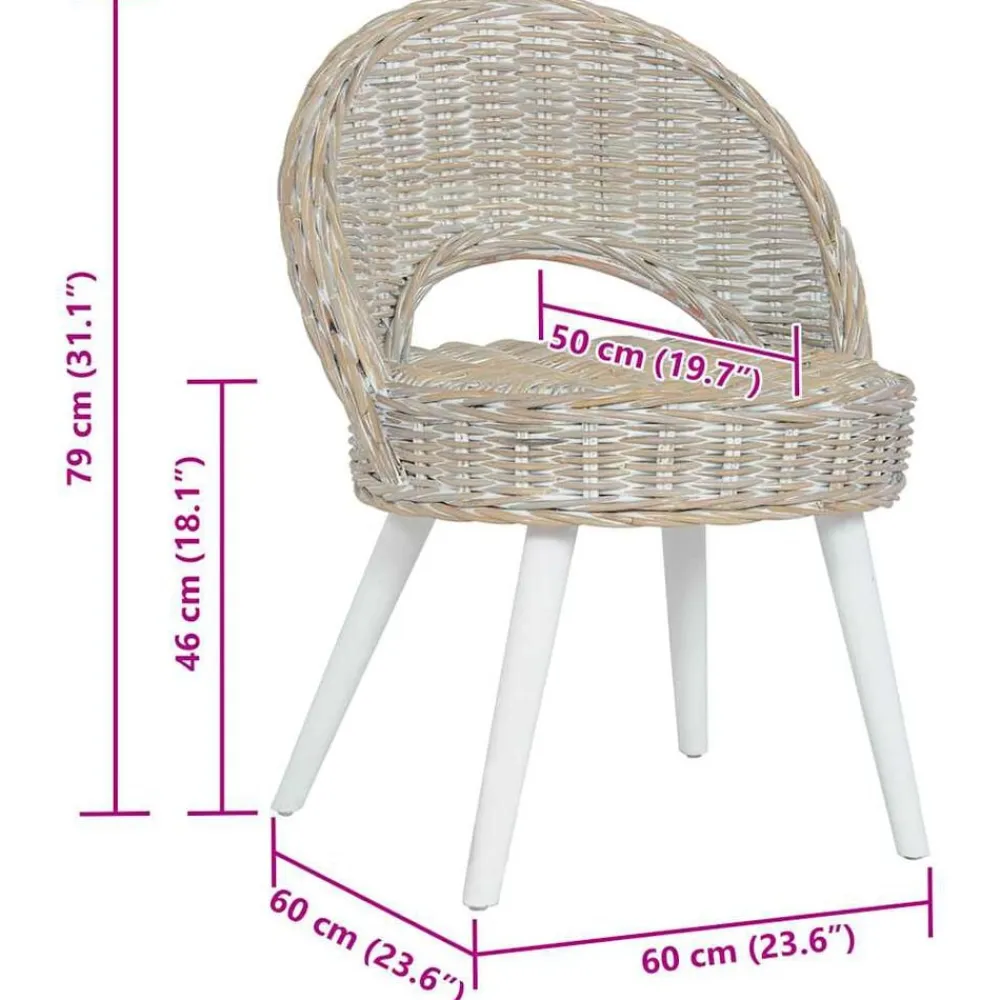 vidaXL Butaca de ratán kubu Blanco Clearance
