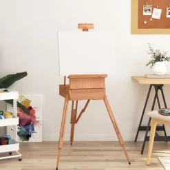 vidaXL Material De Oficina-Caballete de pintura madera maciza de haya 81x121x173 cm