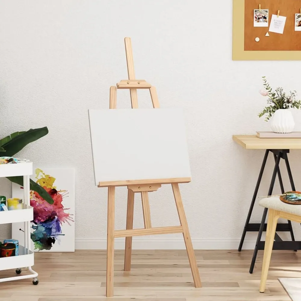 vidaXL Caballete de pintura madera maciza pino 53,5x95x127 cm Natural Hot