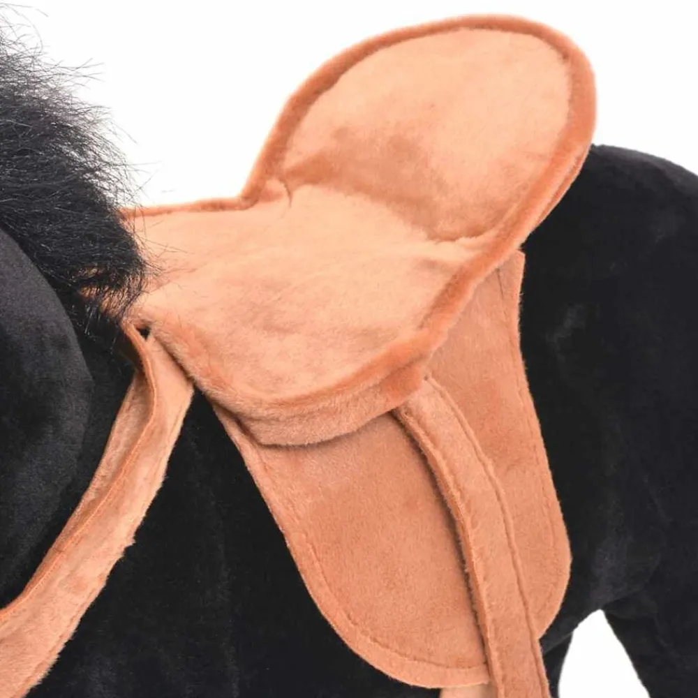 vidaXL Juguetes-Caballo de juguete de pie de peluche negro