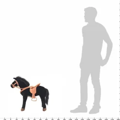 vidaXL Juguetes-Caballo de juguete de pie de peluche negro