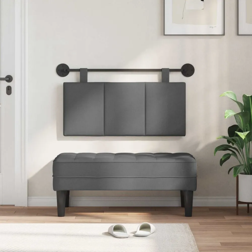 vidaXL Camas Y Accesorios-Cabecera Colgante Rayado 90 x 55 x 5 cm tela