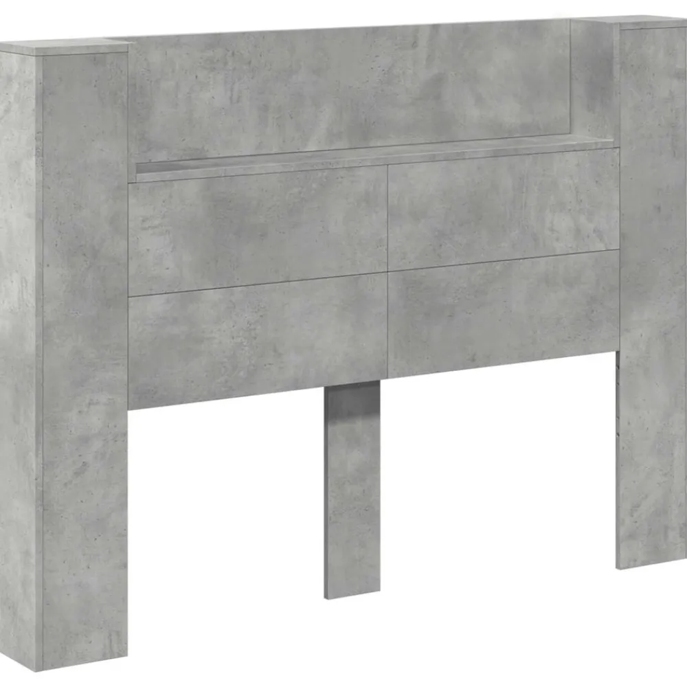 vidaXL Cabecera con LED con estante Hormigón 140 x 16,5 x 103,5 cm Gris concreto Clearance