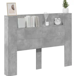 vidaXL Cabecera con LED con estante Hormigón 140 x 16,5 x 103,5 cm Gris concreto Clearance