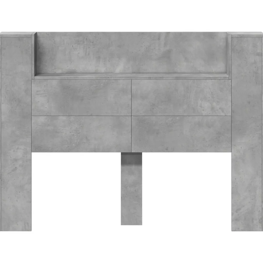 vidaXL Cabecera con LED con estante Hormigón 140 x 16,5 x 103,5 cm Gris concreto Clearance