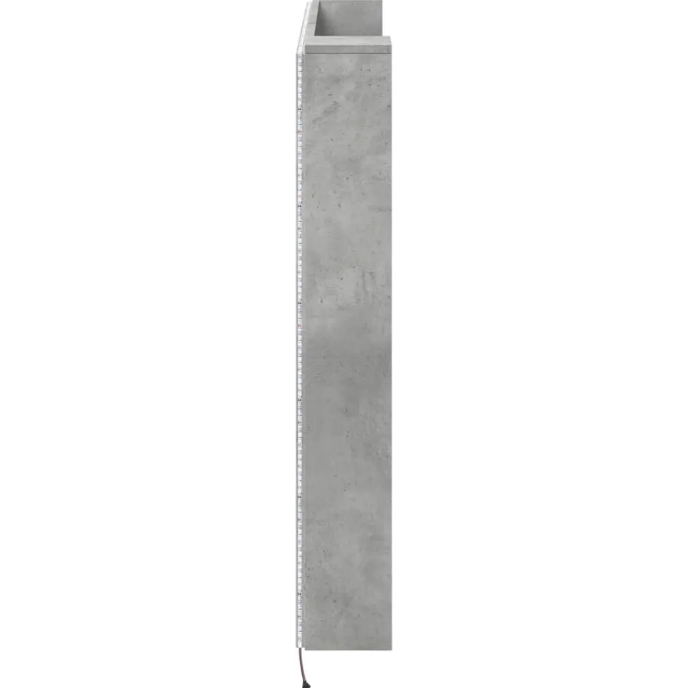 vidaXL Cabecera con LED con estante Hormigón 140 x 16,5 x 103,5 cm Gris concreto Clearance