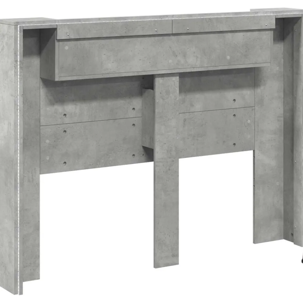 vidaXL Cabecera con LED con estante Hormigón 140 x 16,5 x 103,5 cm Gris concreto Clearance