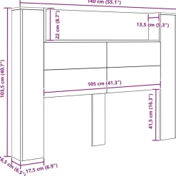 vidaXL Camas Y Accesorios-Cabecera con LED 140 x 16,5 x 103,5 cm