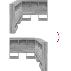 vidaXL Cabecera de almacenamiento con estante 80 cm Gris sonoma Online
