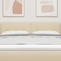 vidaXL Cabecero Ajustable en Altura con cabecera 144 cm tela Crema Discount