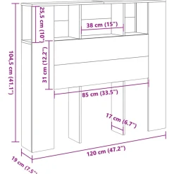 vidaXL Cabecero armario madera ingeniería envejecida 120x19x104,5 cm Madera antigua Discount