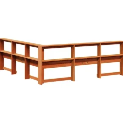 vidaXL Camas Y Accesorios-Cabecero cama estantería forma L marrón encerado 200 cm