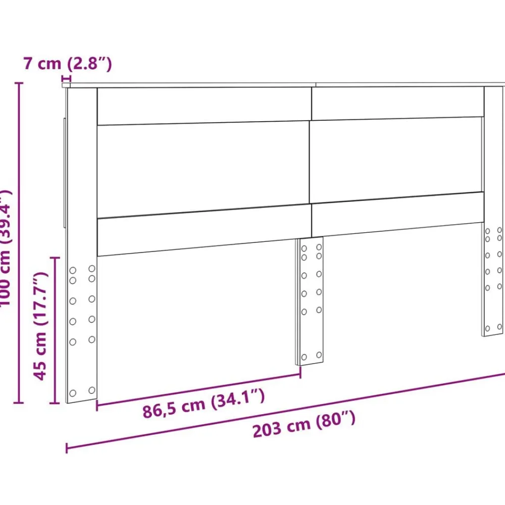 vidaXL Camas Y Accesorios-Cabecero con cabecera 200 cm Madera contrachapada