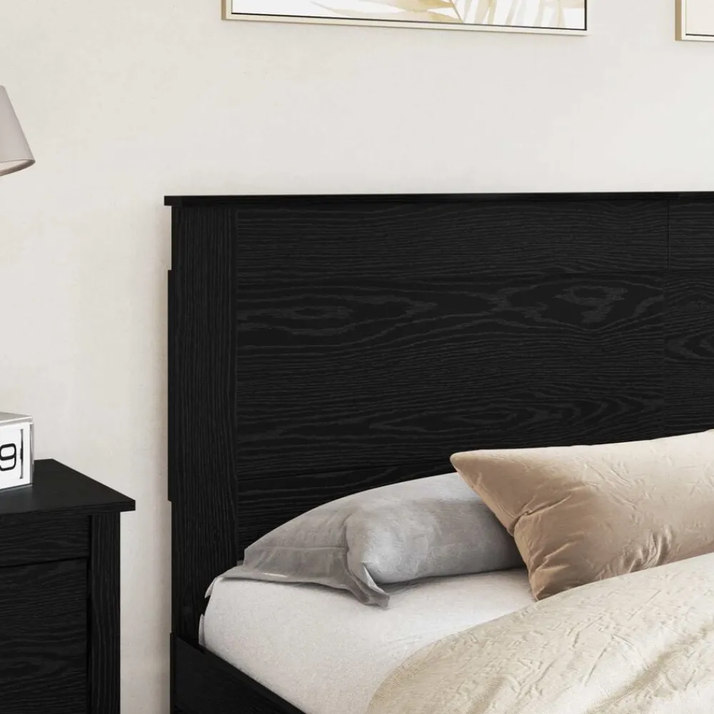 vidaXL Cabecero con cabecera 200 cm Madera contrachapada Roble negro