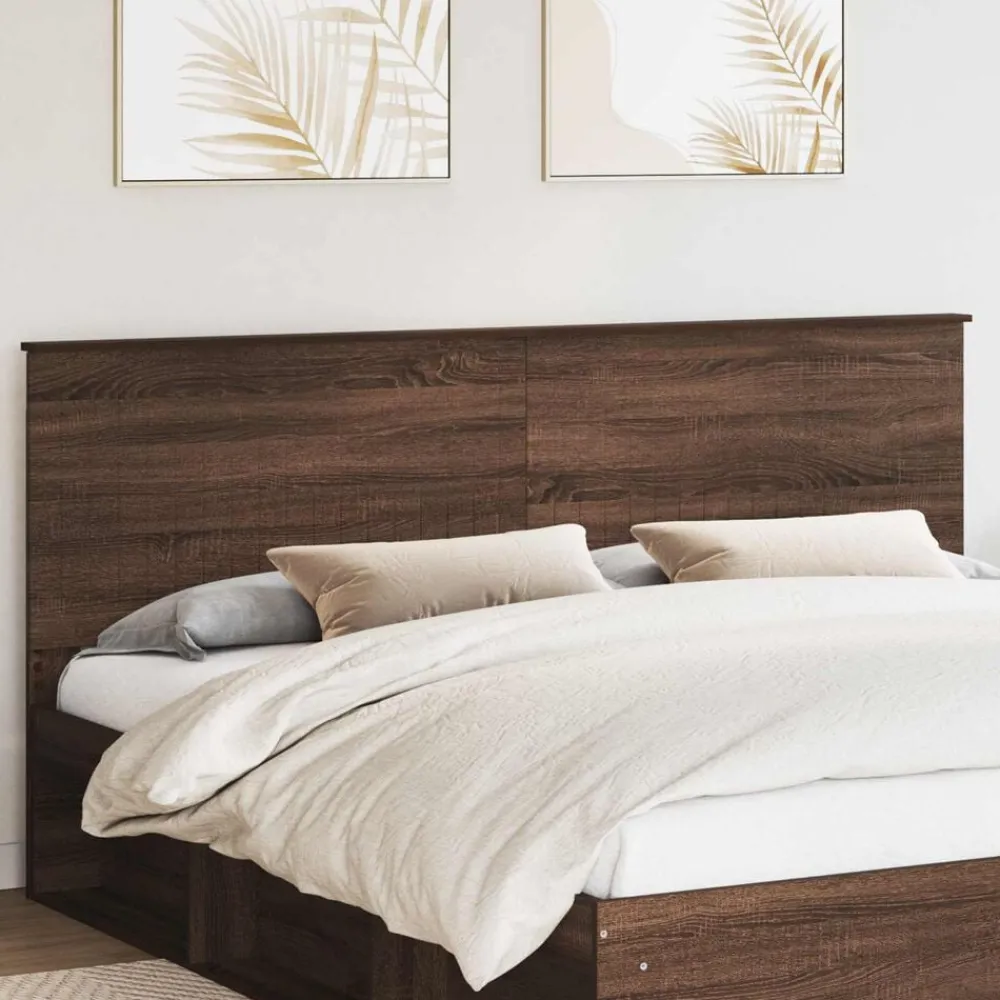 vidaXL Camas Y Accesorios-Cabecero con cabecera Roble Marrón 200 cm Madera contrachapada