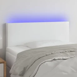 vidaXL Cabecero con LED cuero sintético 80x5x78/88 cm Blanco Clearance