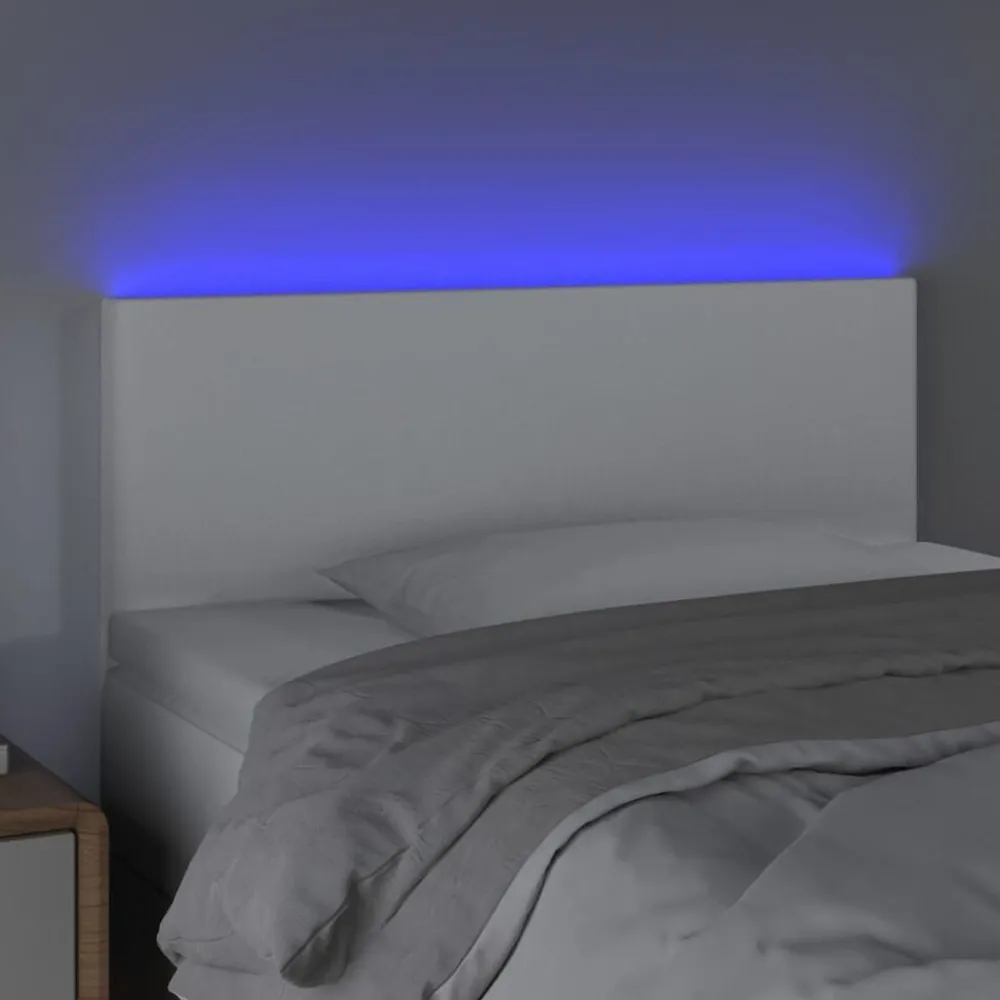 vidaXL Cabecero con LED cuero sintético 80x5x78/88 cm Blanco Clearance