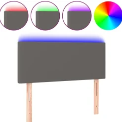 vidaXL Camas Y Accesorios-Cabecero con LED cuero sintético 80x5x78/88 cm