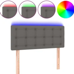 vidaXL Cabecero con LED cuero sintético 80x5x78/88 cm Gris Discount