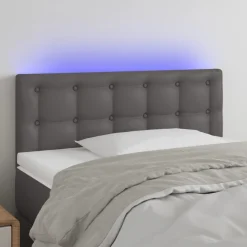 vidaXL Cabecero con LED cuero sintético 80x5x78/88 cm Gris Discount